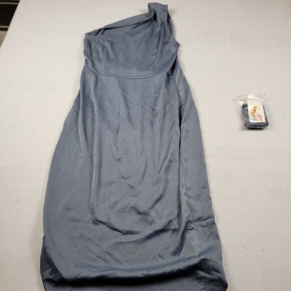 PrettyGarden One-Shoulder Slate Blue Dress Size L New With Tags 845 - Picture 6 of 9